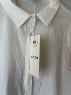 Cream classic white long sleeve button shirt